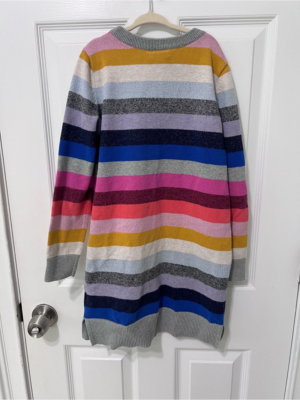 GAP Multicolor Striped Crewneck Sweater Dress - Gray, Pink, Blue, Gold - Picture 4 of 5